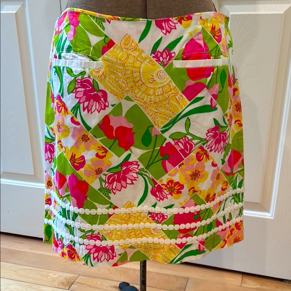 Lilly Pulitzer Dresses & Skirts - Lilly Pulitzer Fully Limned Yellow Pink Embellished Mini Pencil Skirt